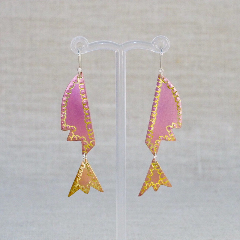 Pink & Gold Titanium Earrings