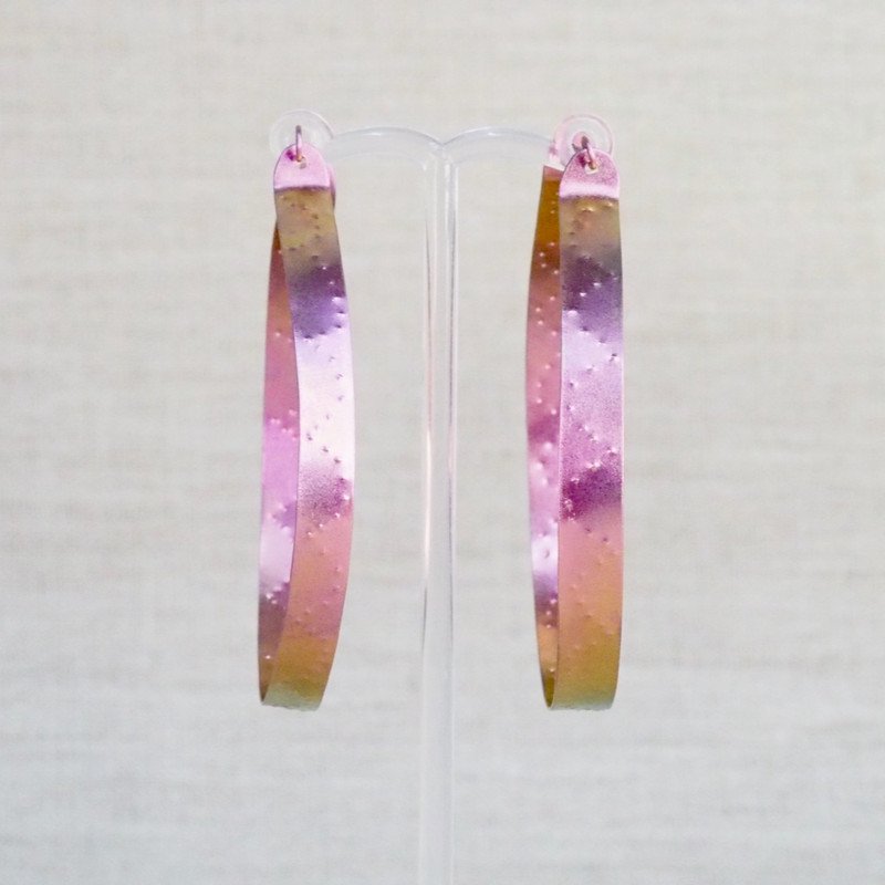 Large Pink Titanium Hoop Earrings
