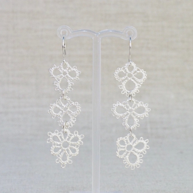 Silver Lace Charm Drop Earrings