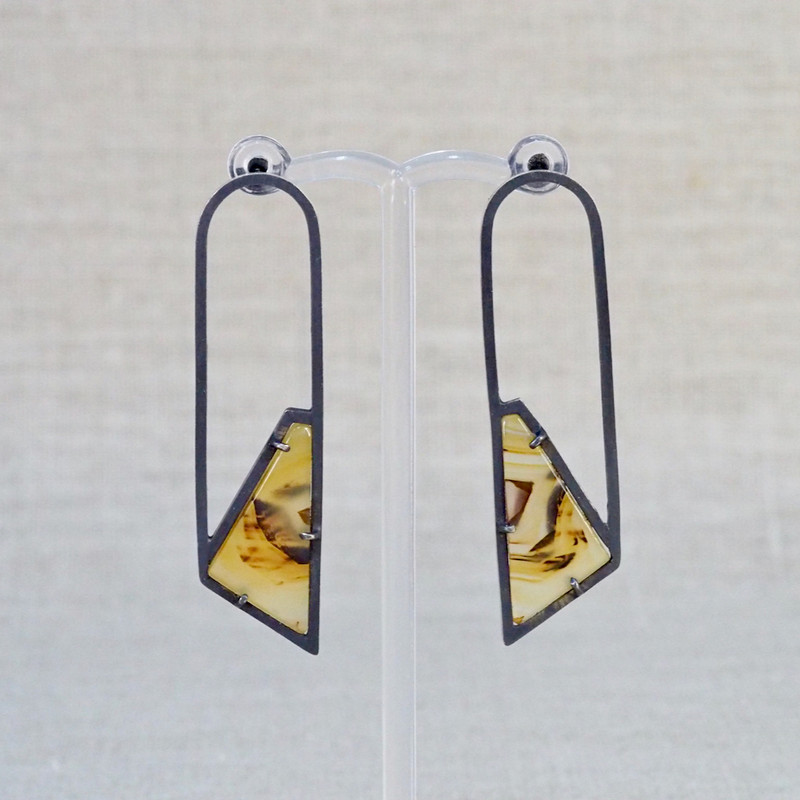 Montana Agate Long Arch Earrings
