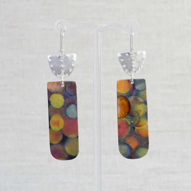 Silver & Shibuichi Long Earrings