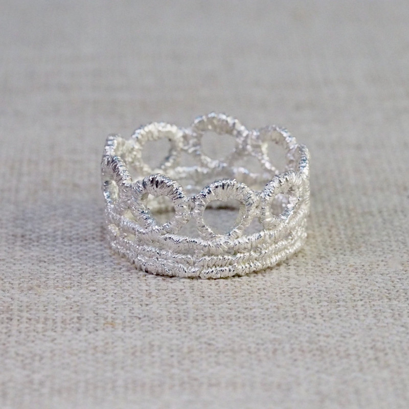 Silver Lace Heart Ring