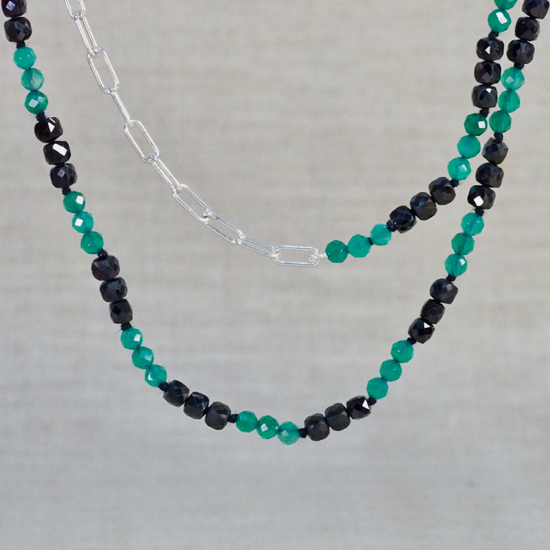 Green Onyx & Black Spinel Necklace