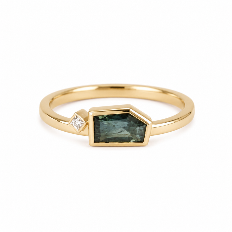 Green Sapphire Inclusion Ring