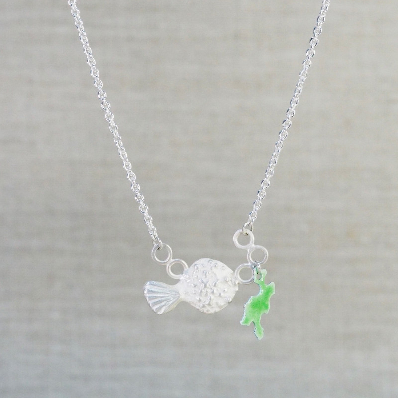 Green Enamel Fish Artefact Necklace