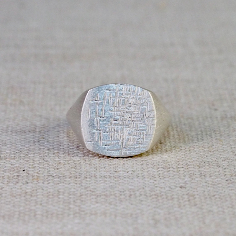 Large Cushion Textured Signet Ring