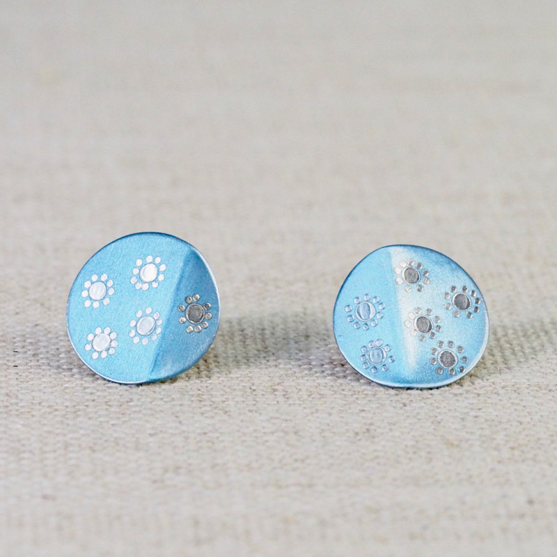 Blue Bouquet Fold Stud Earrings