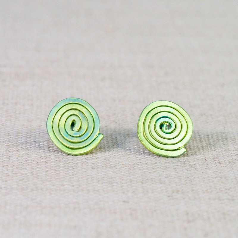 Lime Scribble Stud Earrings