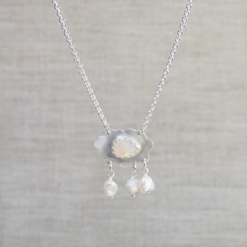 Opal & Pearl Cloud Necklace