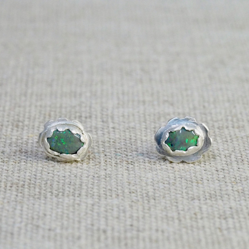 Lightening Ridge Opal Cloud Stud Earrings #2