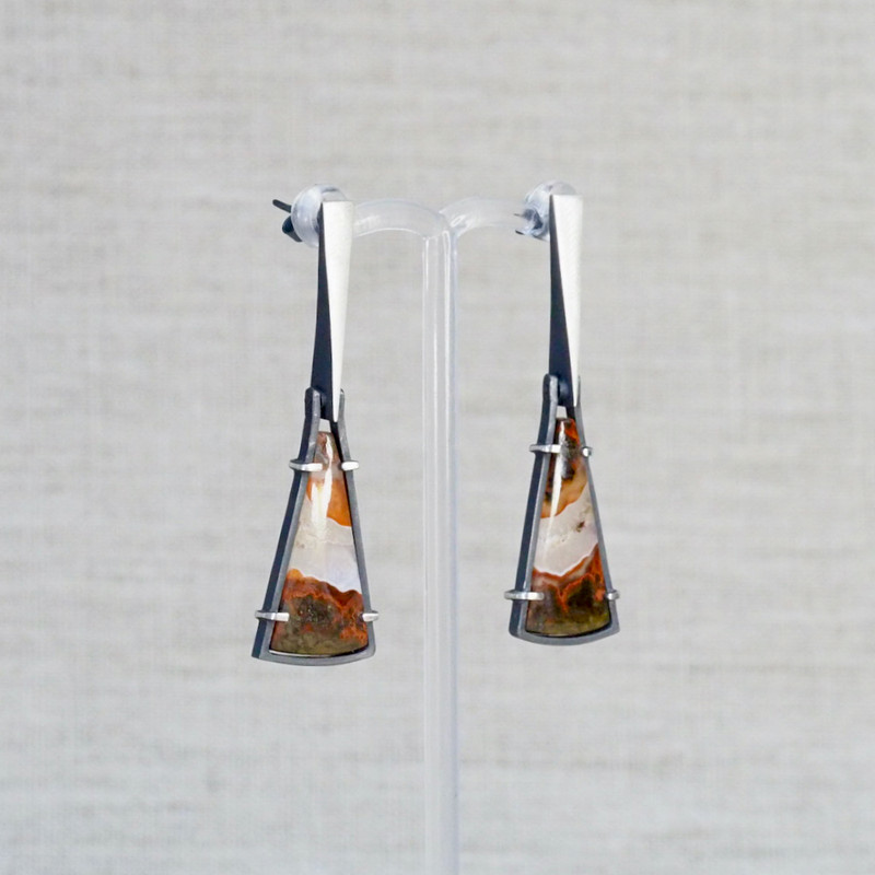 Seam Agate Drop Inclusion Earrings