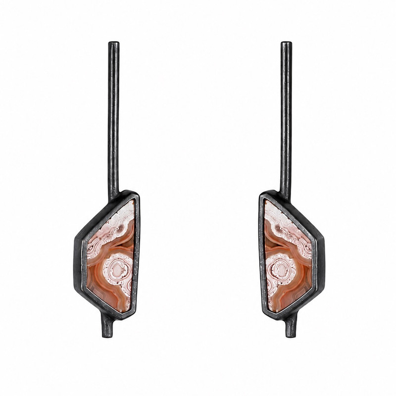 Crazy Lace Pendulum Inclusion Earrings