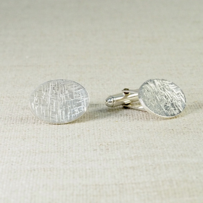 Oval Crosshatch Cufflinks