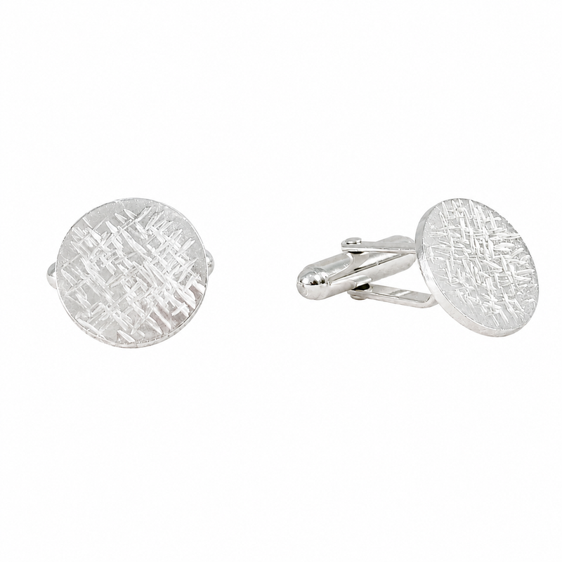 Round Crosshatch Cufflinks