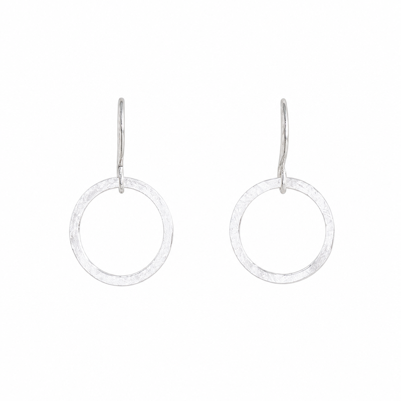 Silver Textured Circle Earrings