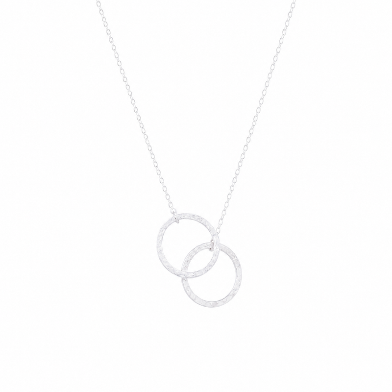 Silver Textured Circle Toggle Necklace