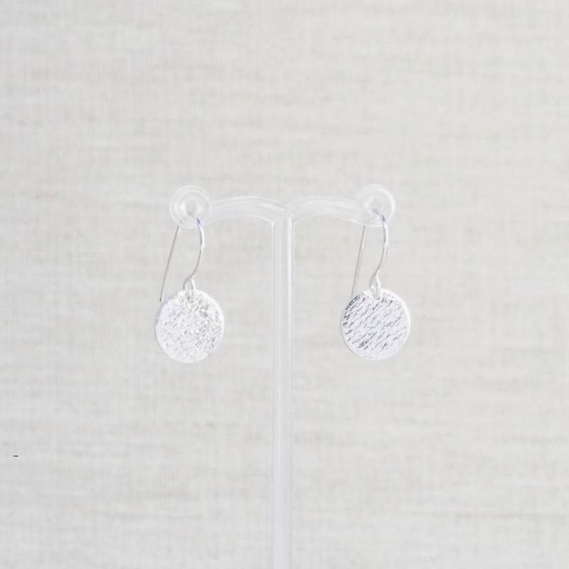 Silver Textured Disc Earrings