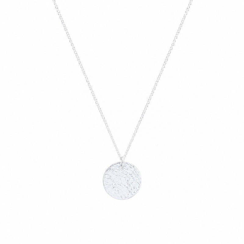 Silver Textured Disc Necklace