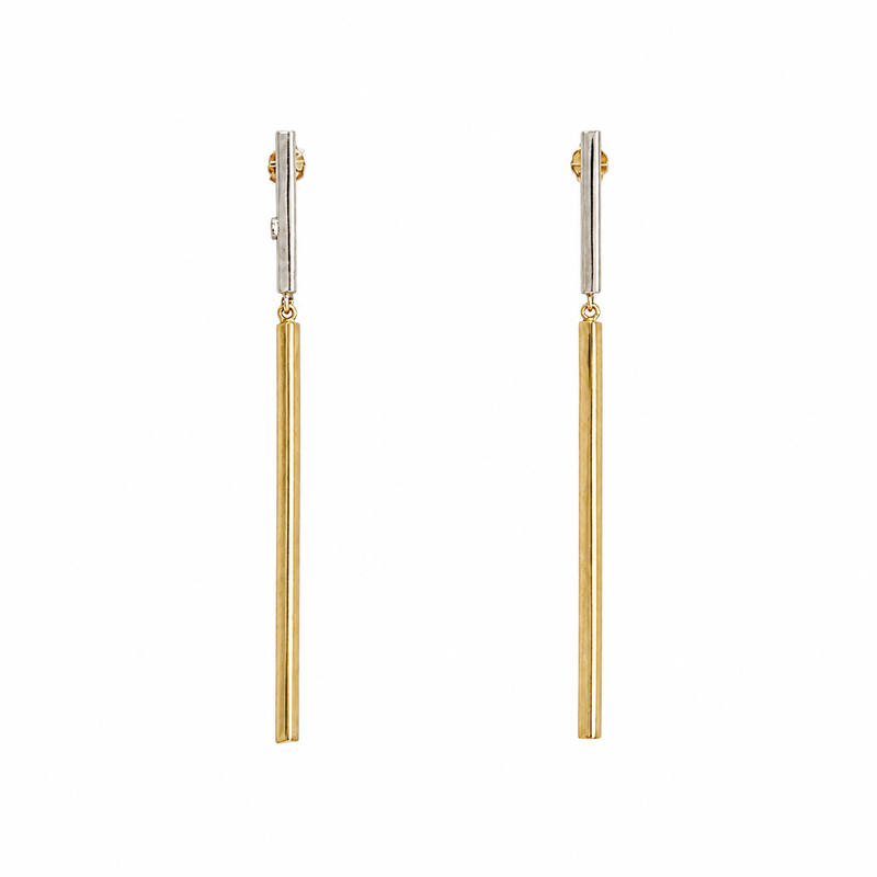 Silver & Gold Long Bar Earrings