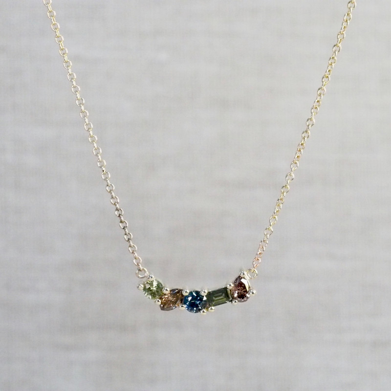 Australian Sapphire & Diamond Swoop Necklace
