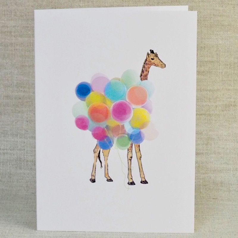 Giraffe & Balloons Greeting Card