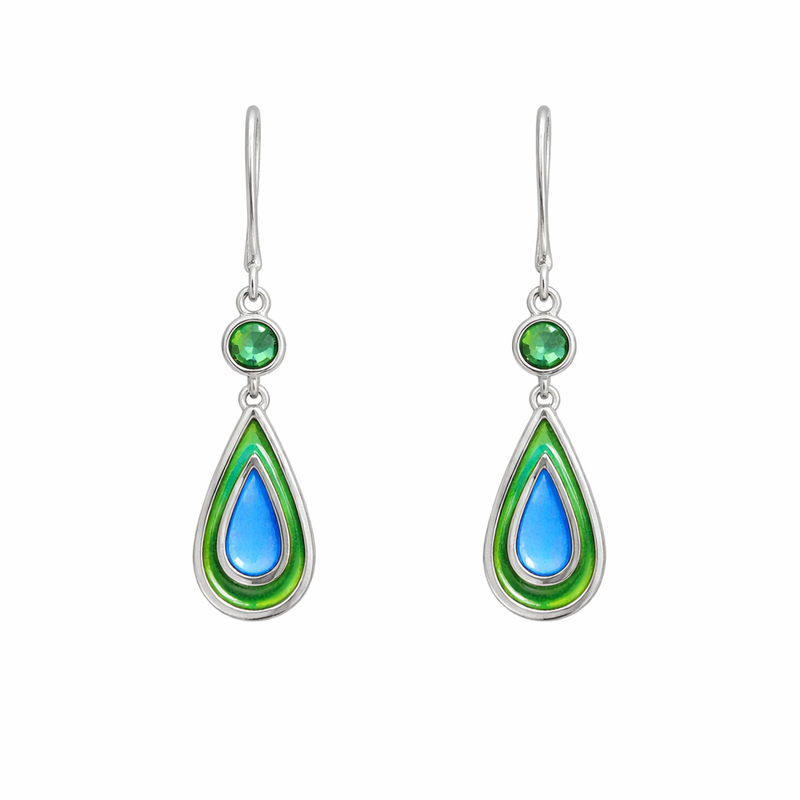 Green & Blue Enamel Drop Earrings