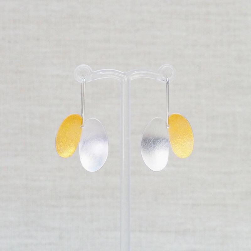 Gold & Silver Double Petal Earrings