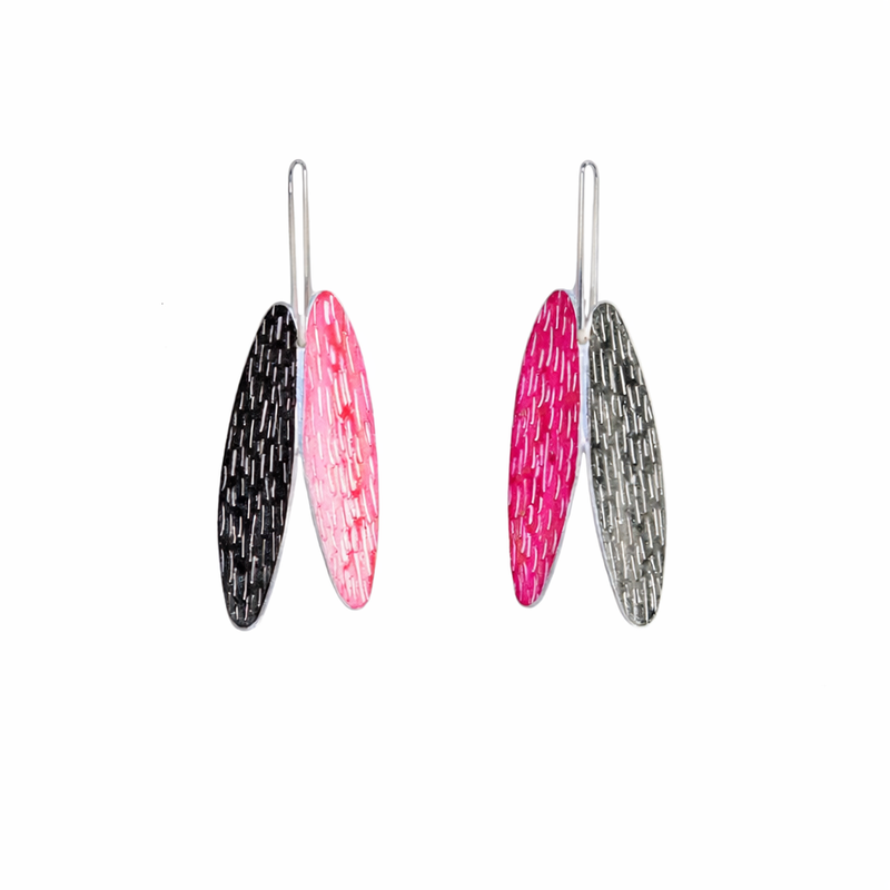 Black & Red Gumleaf Earrings