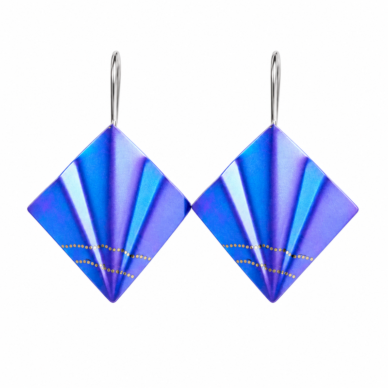 Large Blue Night Fold Earrings