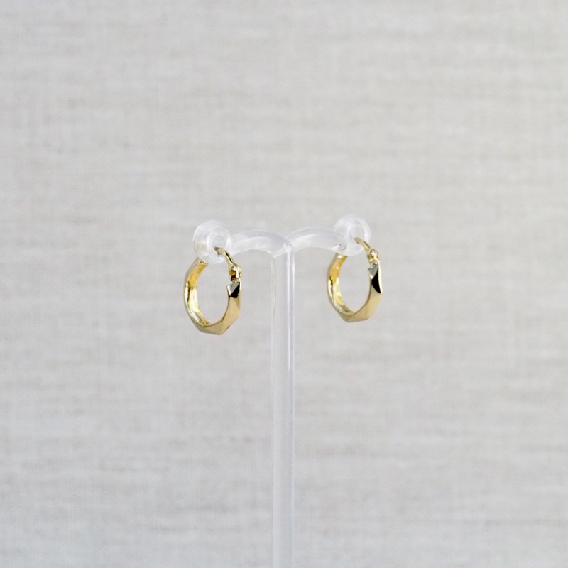 Yellow Gold Faceted Mini Hoop Earrings