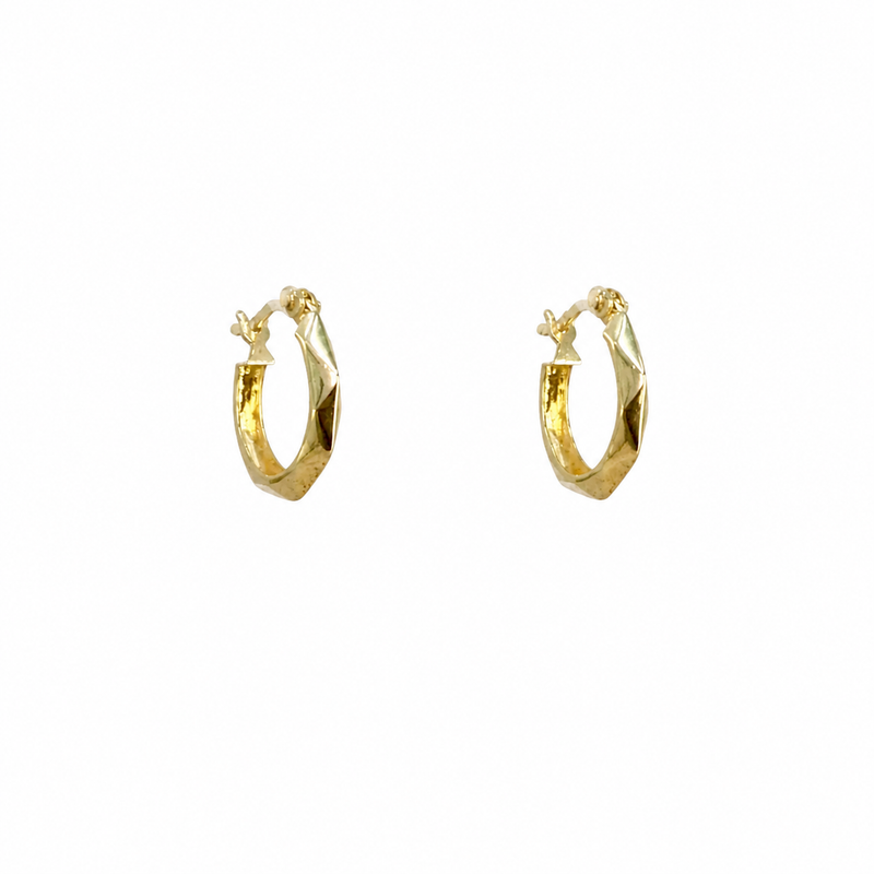 Yellow Gold Faceted Mini Hoop Earrings