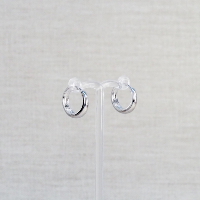 Silver Tapered Pillow Huggie Earrings