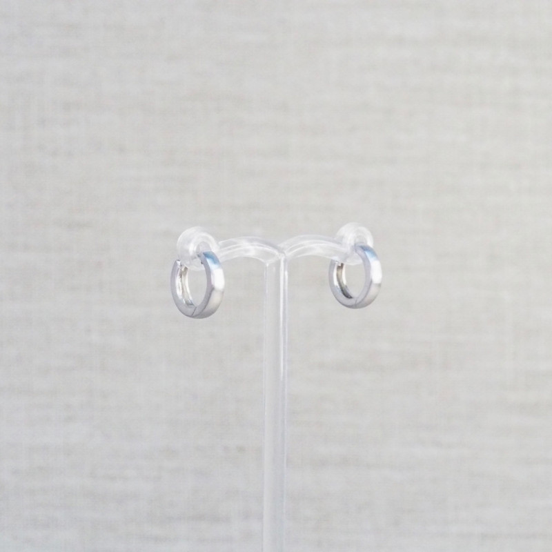 Silver Mini Frosted Huggie Earrings