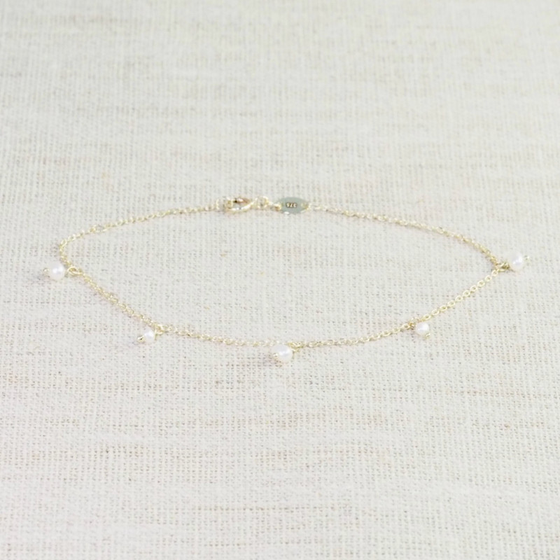 Yellow Gold Pearl Droplet Bracelet