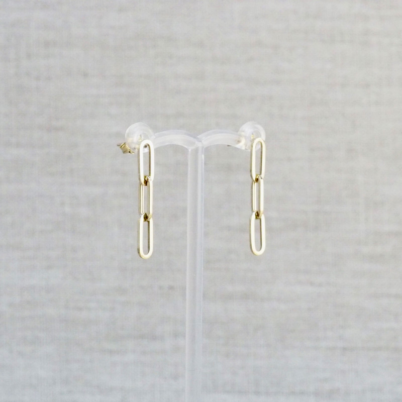 Gold Paperclip Link Drop Earrings