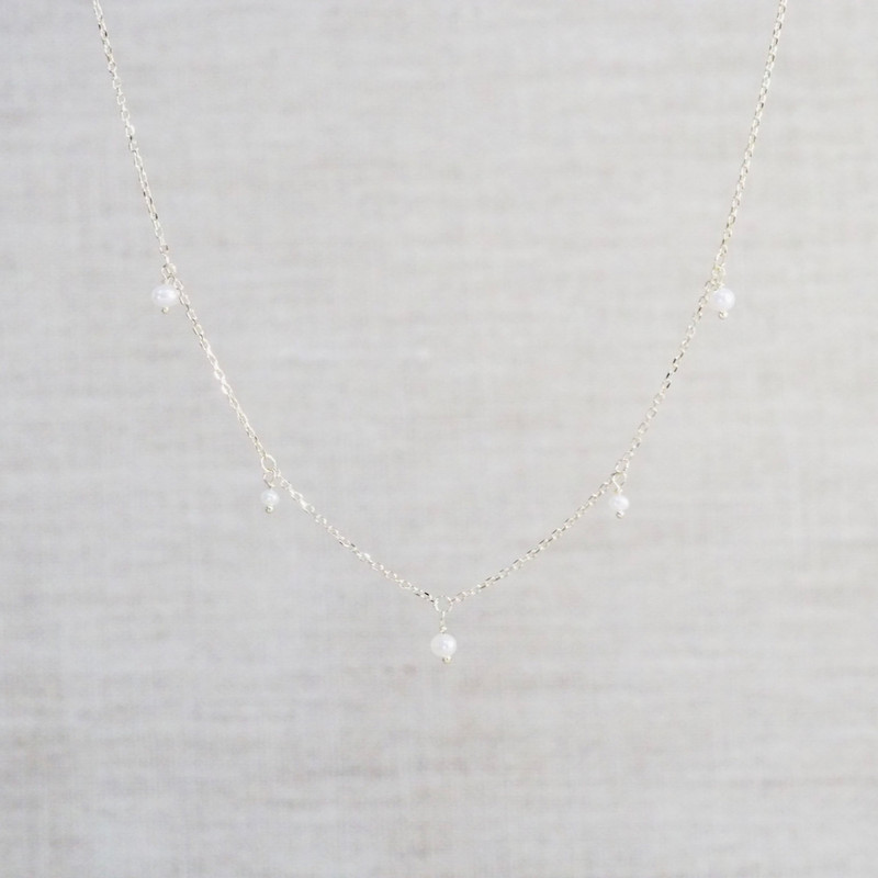 Yellow Gold Pearl Droplet Necklace