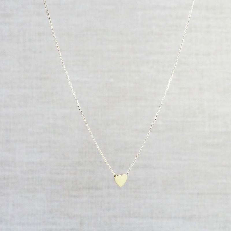 Yellow Gold Sliding Heart Necklace