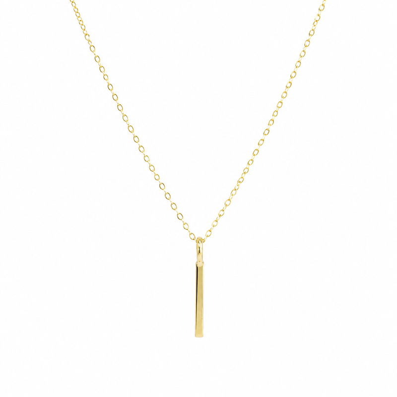 Yellow Gold Bar Drop Necklace