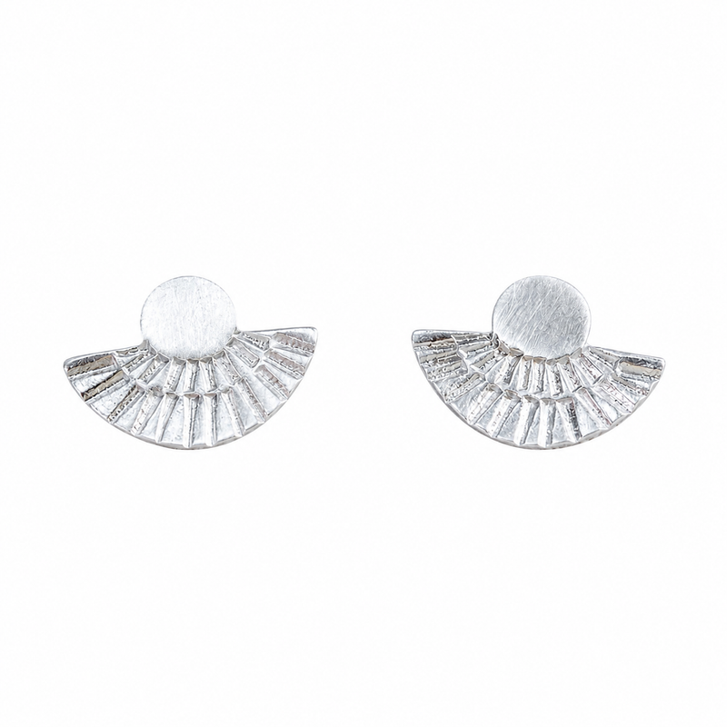 Silver Fan Out Stud Earrings