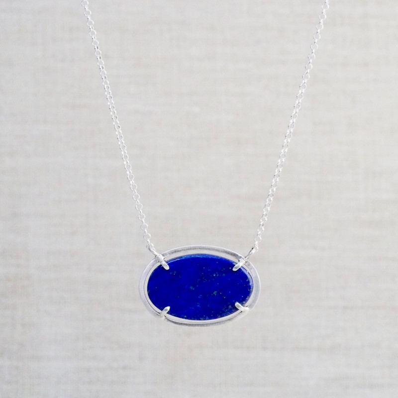 Oval Lapis Inclusion Necklace