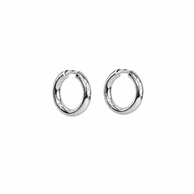 Large Silver Chunky Huggie Earrings
