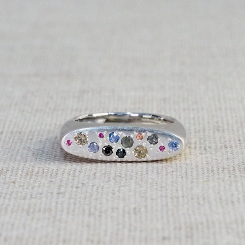 Elongated Sapphire Signet Ring #2