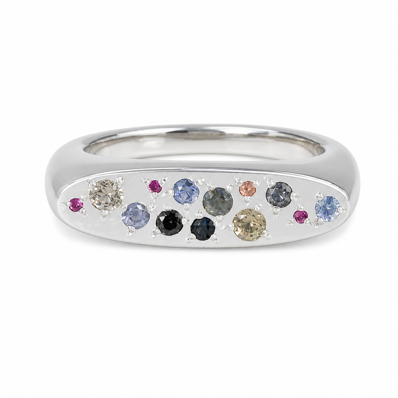 Elongated Sapphire Signet Ring #2