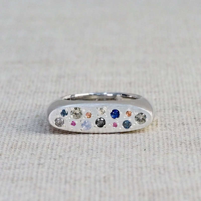 Elongated Sapphire Signet Ring #1