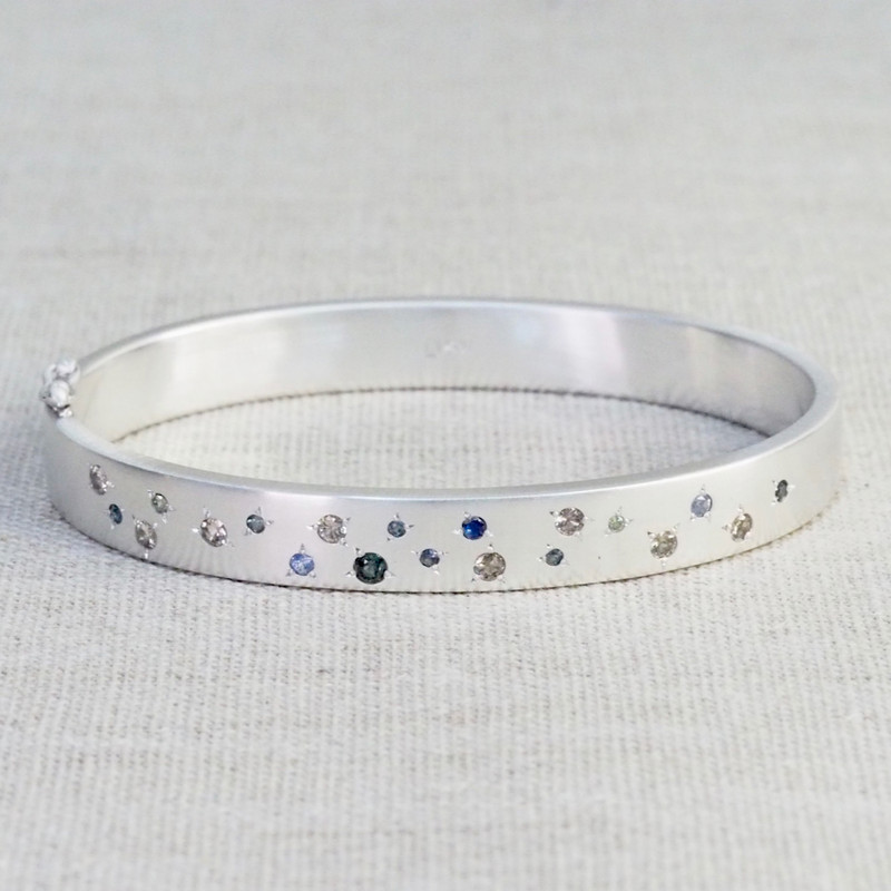 Oval Wide Multi Sapphire Bangle