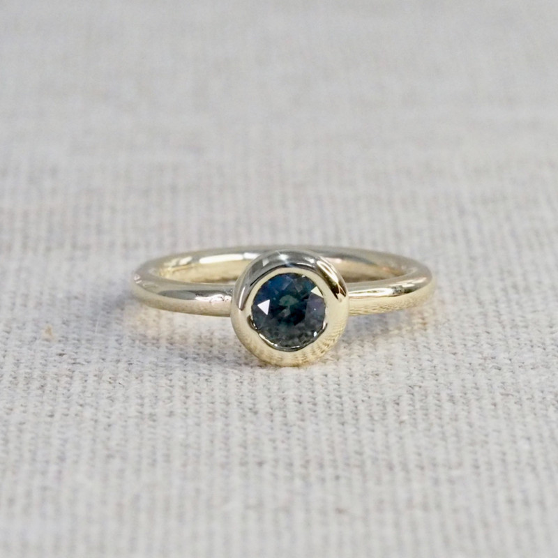 Teal Sapphire Round Ring