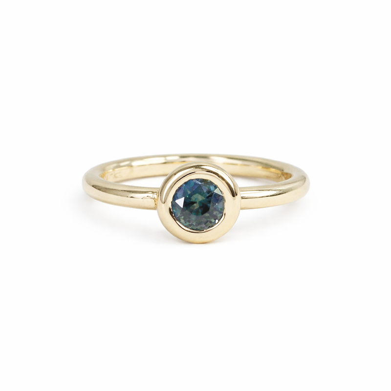 Teal Sapphire Round Ring
