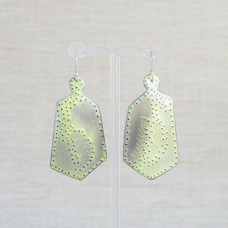 Green Textured Titanium Earrings
