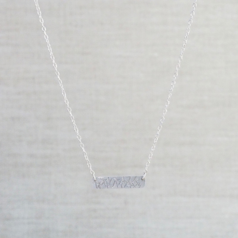 Silver Textured Bar Necklace