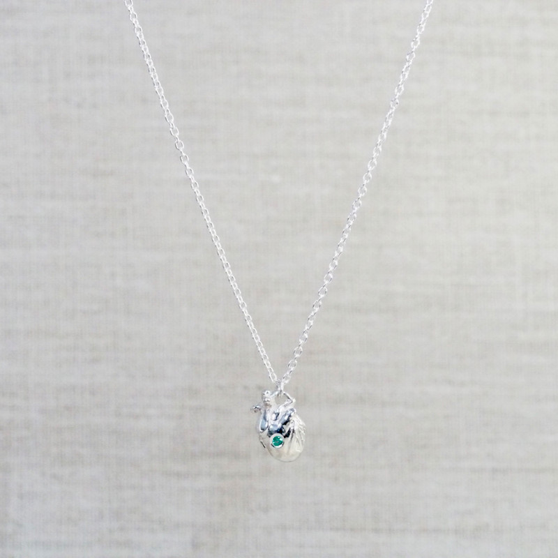 Emerald Anatomical Heart Necklace